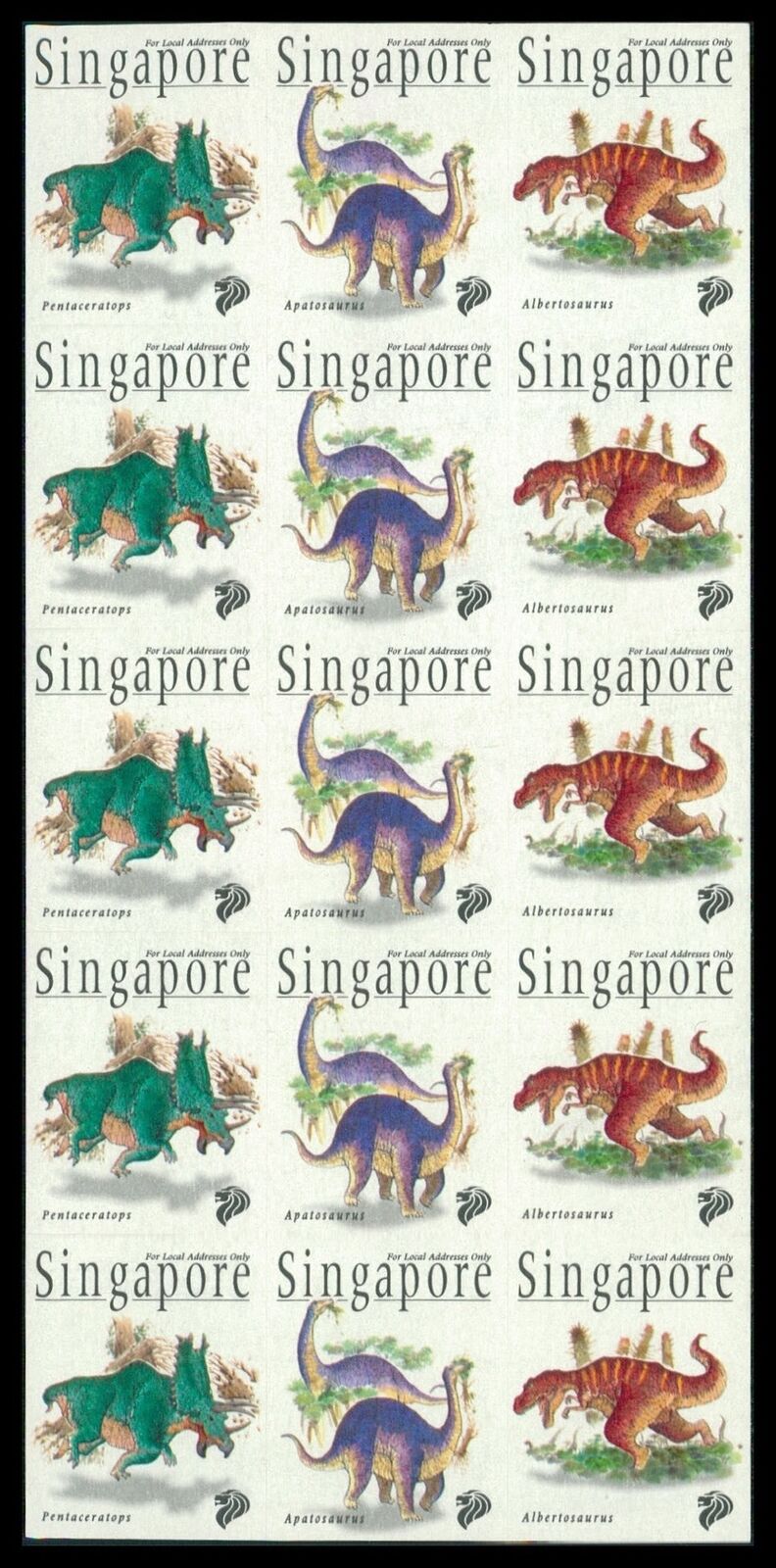Singapore Mh Markenheftchen Dinosaurier Dinosaur Dinosaure Booklet H1552